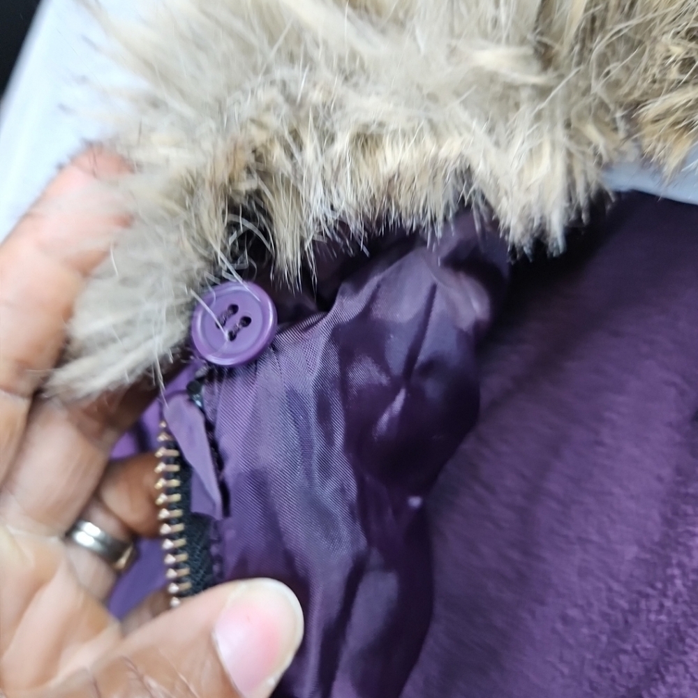 Jessica simpson Puffer Bomber Jacket Comfy Cozy In Season Purple  Size L 14-16 - Picture 9 of 16